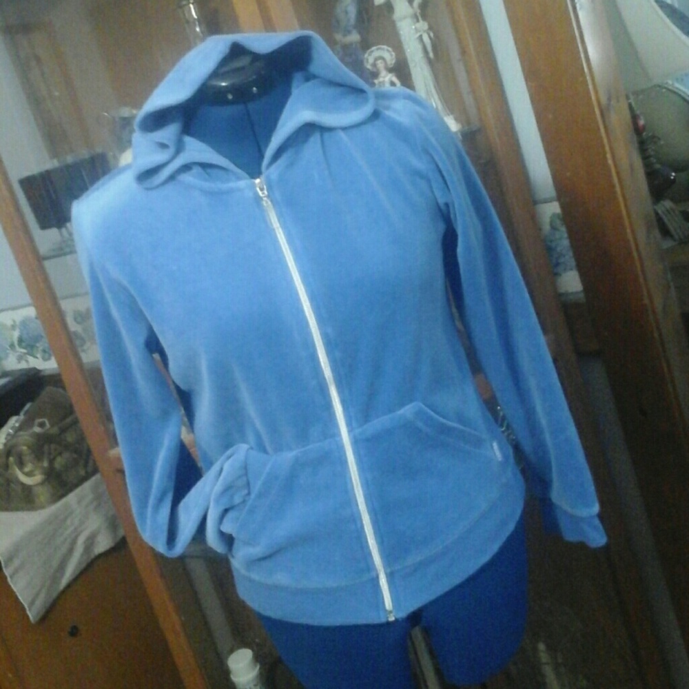 Velour Zip Hoodie Jacket ~ EUC